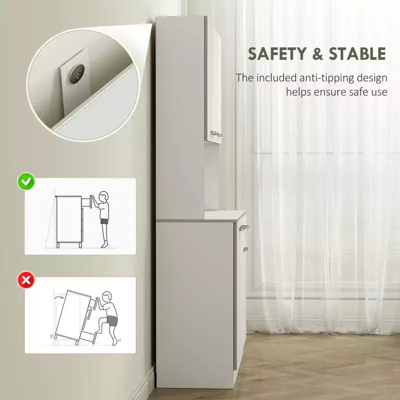71 Kitchen Pantry Cabinet, Tall Storage Cabinet with Microwave Stand, Modern Kitchen Hutch,3 Adjustable Shelves for Living Room, Dining Room