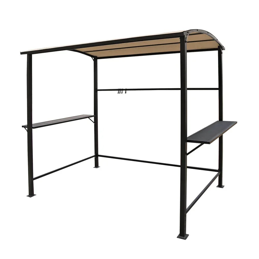 Buitenpaviljoen met grilloverkapping van 5 ft x 8 ft, stalen frame, barbecuebeschutting