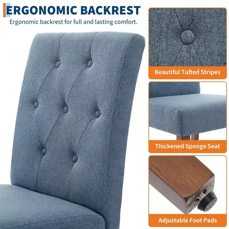 Juego de 6/4 sillas de comedor Parsons con capitonado de botones, sillas de cocina de tela tapizada con patas de madera y asientos acolchados, muebles para salón y cocina