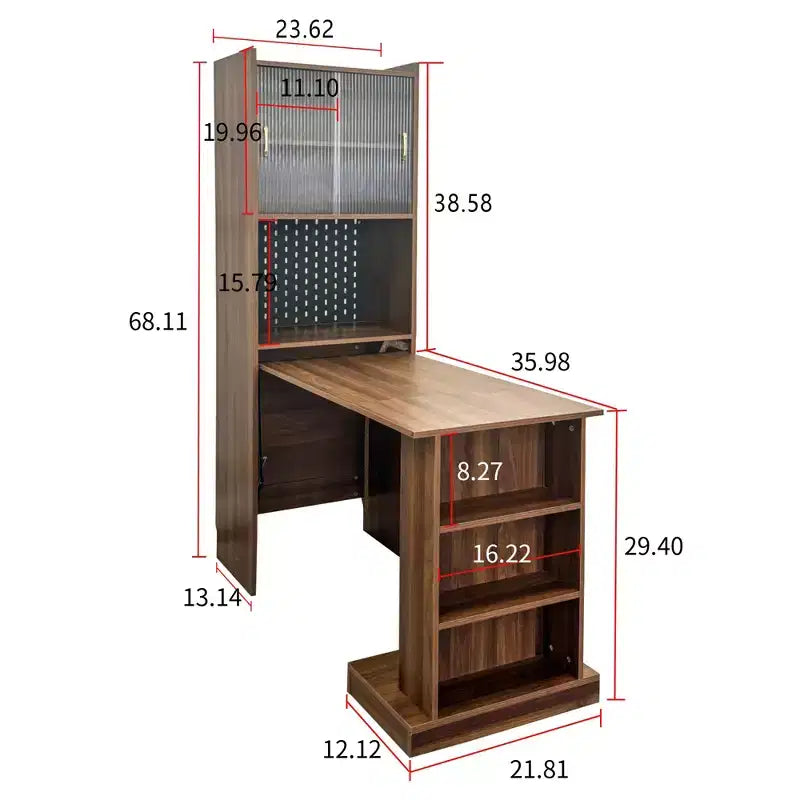 GDFStudio Sinclair moderner 36-Zoll-Holz-Klapptisch zum Lernen mit Stauraum