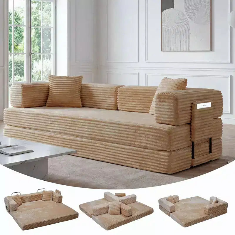 Sofá cama convertible 5 en 1 de 80,7, de pana, soporta 1200 lb, sin ensamblaje