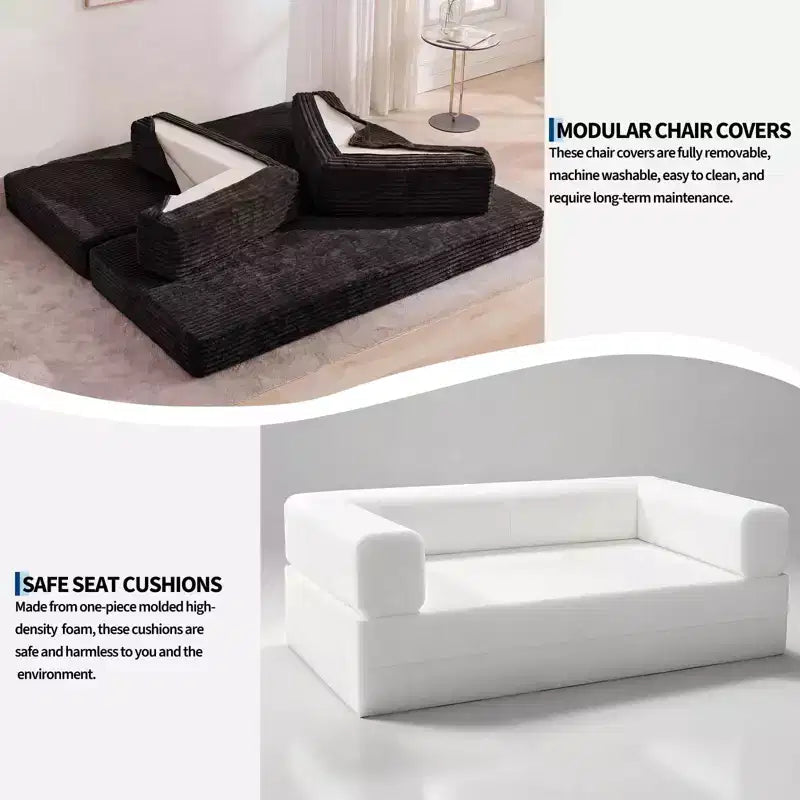 Sofá cama convertible 5 en 1 de 80,7, de pana, soporta 1200 lb, sin ensamblaje