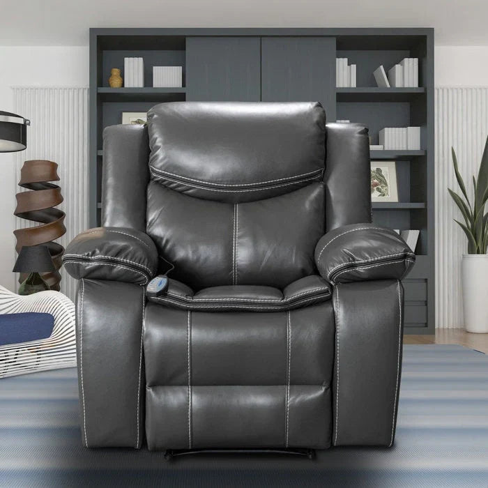 Fauteuil inclinable de massage et chauffant en cuir durable à assise large