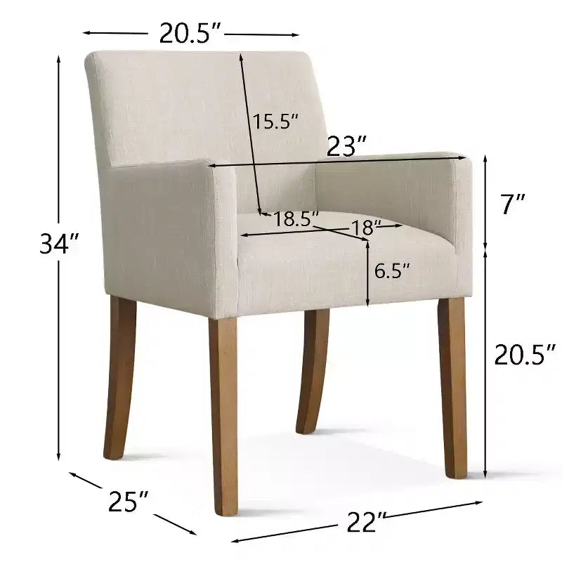 Set of 6 Upholstered Dining Chairs with Arms, Modern Linen Armchairs with Wooden Legs, Accent Chairs for Dining Room, Living Room - Panipeachy