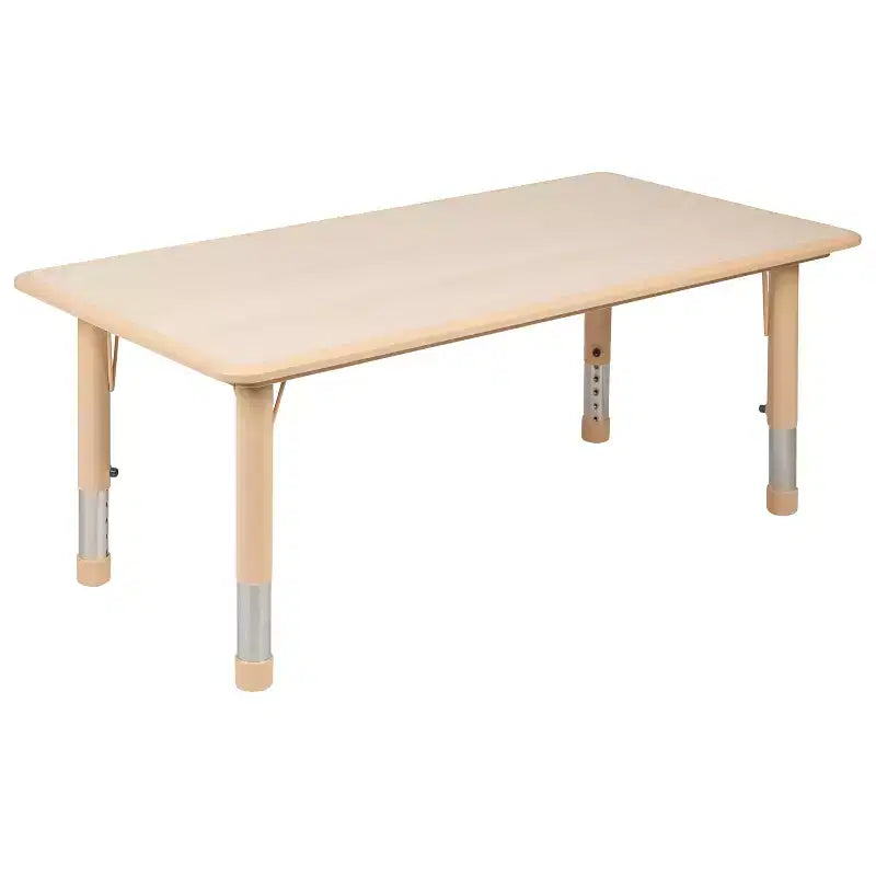 Emma and Oliver rechthoekige kunststof activiteitentafelset van 23,625W x 47,25L met verstelbare hoogte en 6 stoelen