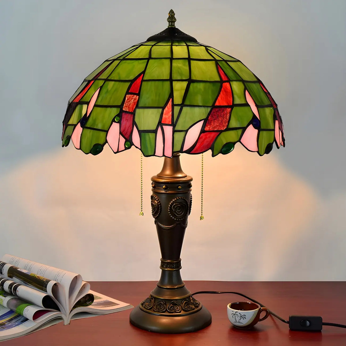 HomeyFad 2-Light Vintage Stainless Glass Dome Table Lamp