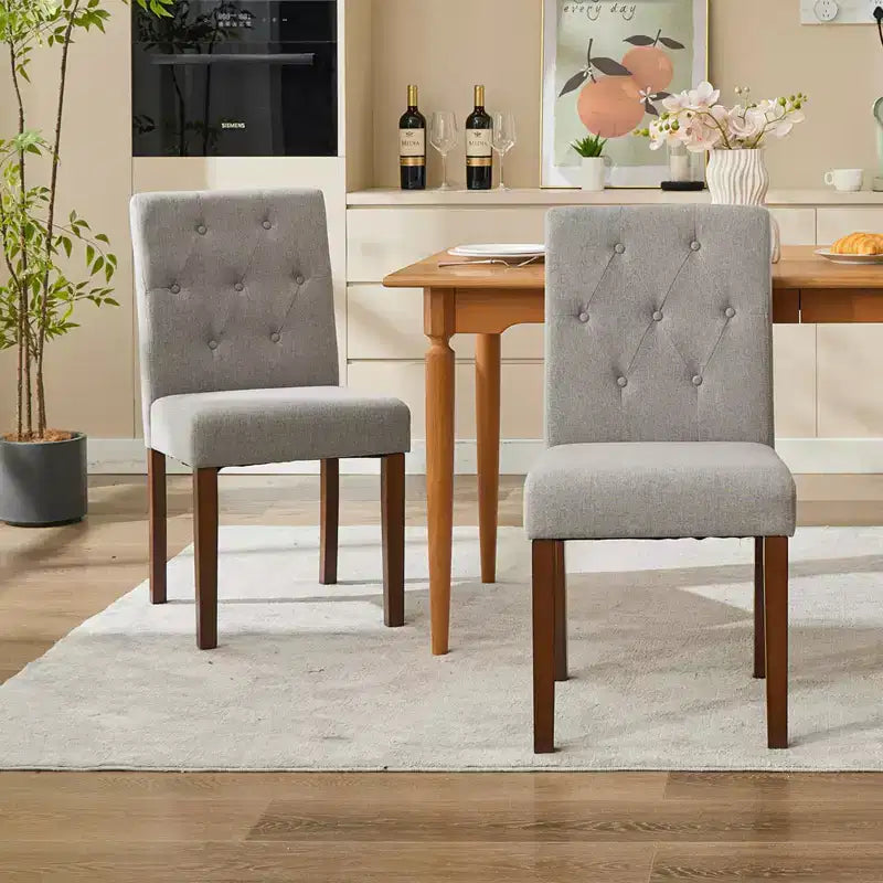 Juego de 6/4 sillas de comedor Parsons con capitonado de botones, sillas de cocina de tela tapizada con patas de madera y asientos acolchados, muebles para salón y cocina