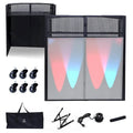 Set da tavolo portatile per DJ con teli schermanti per illuminazione integrati, robusta custodia per il trasporto e dimensioni compatte di 40x20 pollici
