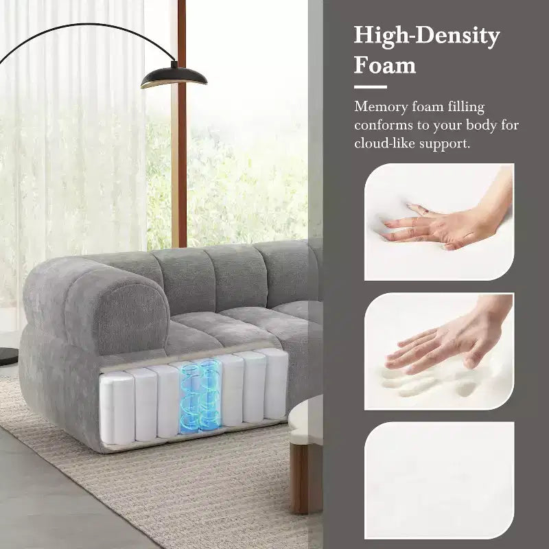 Christopher Knight Home Keri 122 Modern L-Shaped High-Density Foam Sectional Sofa with Low Backrest