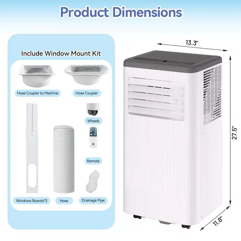 Mobile Klimaanlage, Flarhetoric 10.000 BTU Kühlen/Ventilieren/Entfeuchten 3-in-1-Mobilklimagerät für Räume bis 52 m², geräuscharme Geräte