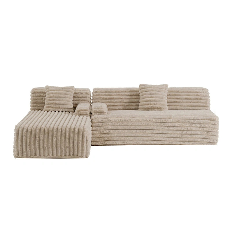 Divano componibile Cloud, divano moderno imbottito con 2 cuscini decorativi, divano componibile combinabile liberamente, divano componibile a L