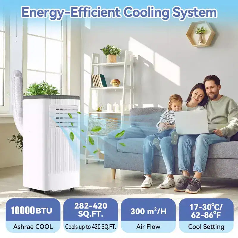 Mobile Klimaanlage, Flarhetoric 10.000 BTU Kühlen/Ventilieren/Entfeuchten 3-in-1-Mobilklimagerät für Räume bis 52 m², geräuscharme Geräte