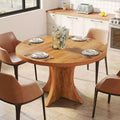 Lantine ronde eettafel van 47,24 inch voor 4-6 personen, landelijke keukentafel met voetstuk, kleine eettafel voor eetkamer en woonkamer, bruin
