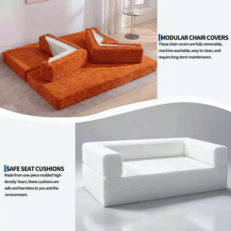 Sofá cama convertible 5 en 1 de 80,7, de pana, soporta 1200 lb, sin ensamblaje