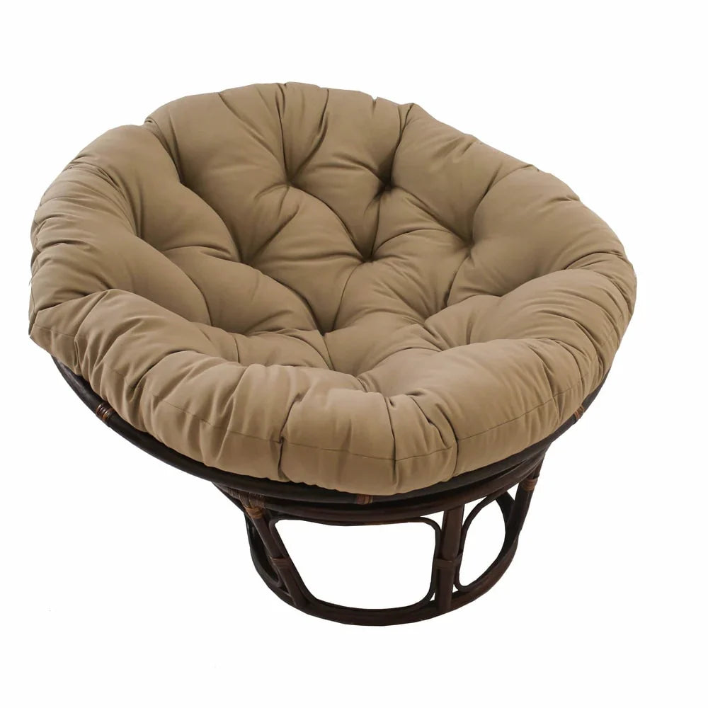 Sillón Papasan de ratán Bali de 42 pulgadas con cojín de sarga
