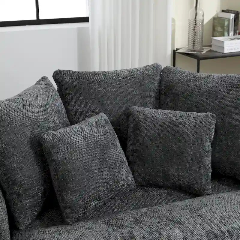 Moderner runder Akzent-Sessel als Fasssessel mit 5 Kissen und optionalem Hocker