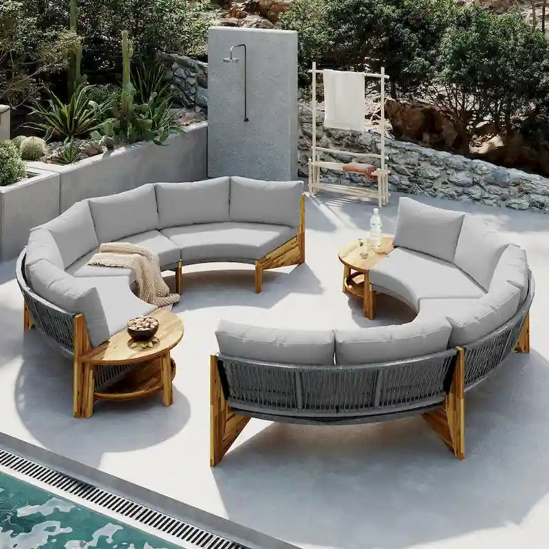 Ensemble de salon extérieur pour 6 personnes avec coussins et 1 table basse
