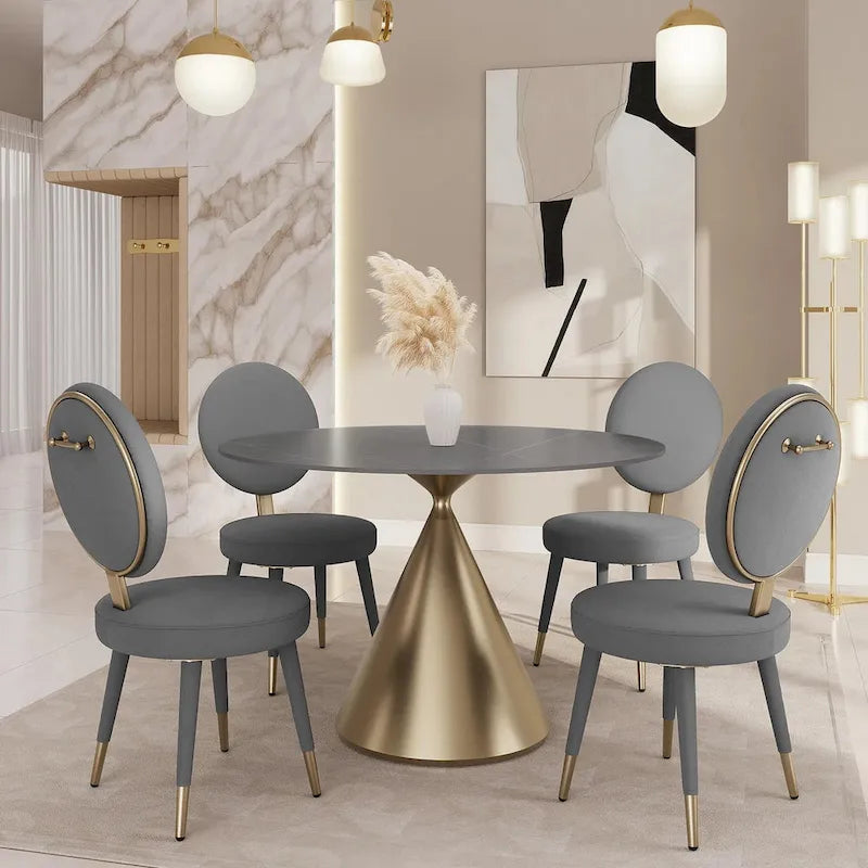 Set Morden Fort moderno e lussuoso composto da tavolo da pranzo rotondo e 4 sedie