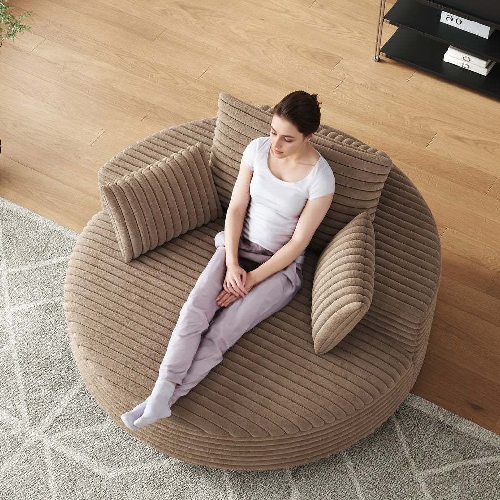 Einzelner Drehstuhl aus Cord-Chenille-Schaumstoff