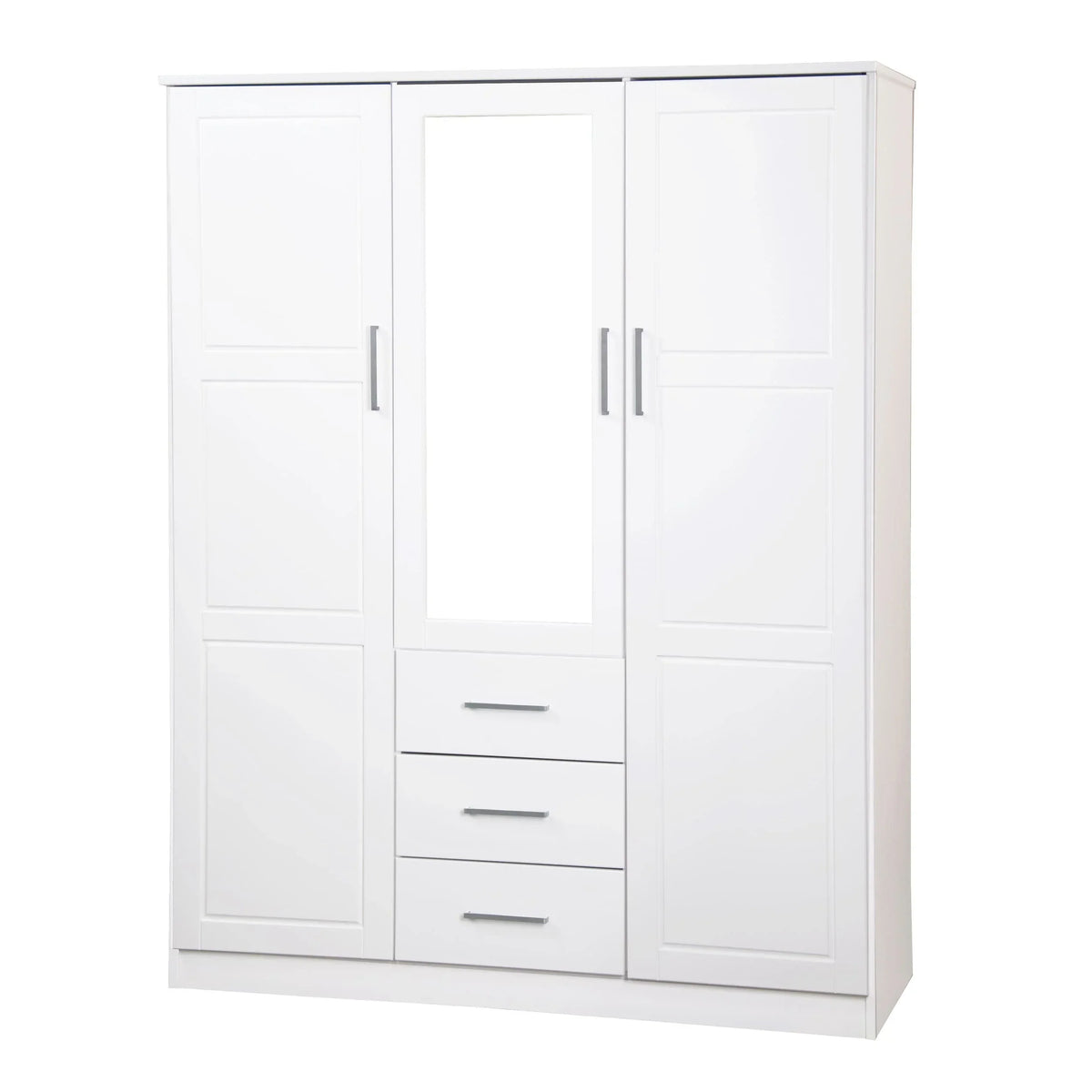 Palace Imports Cosmo 3-türiger Kleiderschrank aus 100 % Massivholz mit Türen aus Massivholz oder Spiegelglas