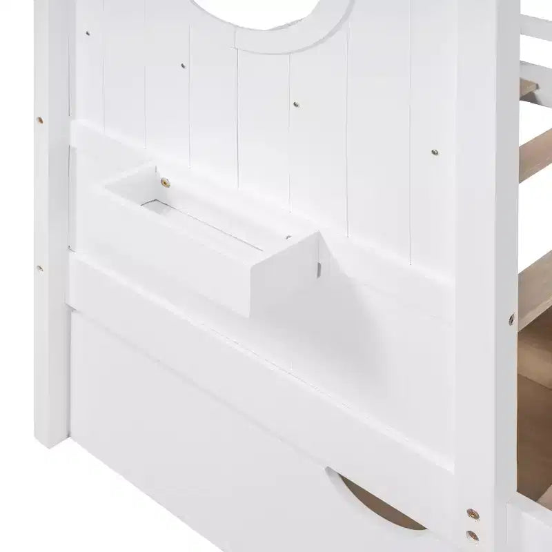 Holzhausbett in Twin-/Full-Größe mit 2 Schubladen, Kinderbett mit Ablagefach – ModernLuxe