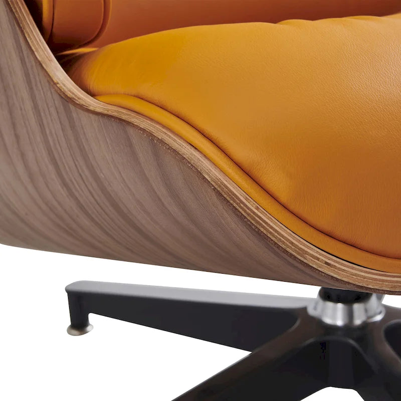 Fauteuil inclinable de salon moderne en cuir, style milieu du siècle