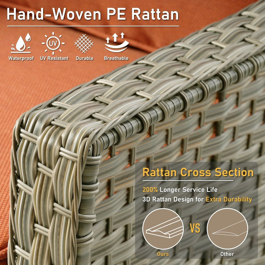 HOOOWOOO 2-delige tuinset met stoelen met hoge rugleuning van vlechtwerk en rotan