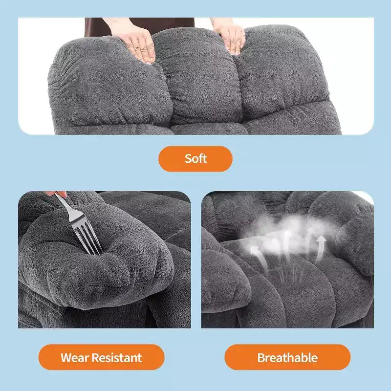 Handmatige relaxfauteuil, ergonomische ademende stoffen fauteuil met zijvakken, eenpersoonsbank, geschikt voor woonkamer en slaapkamer