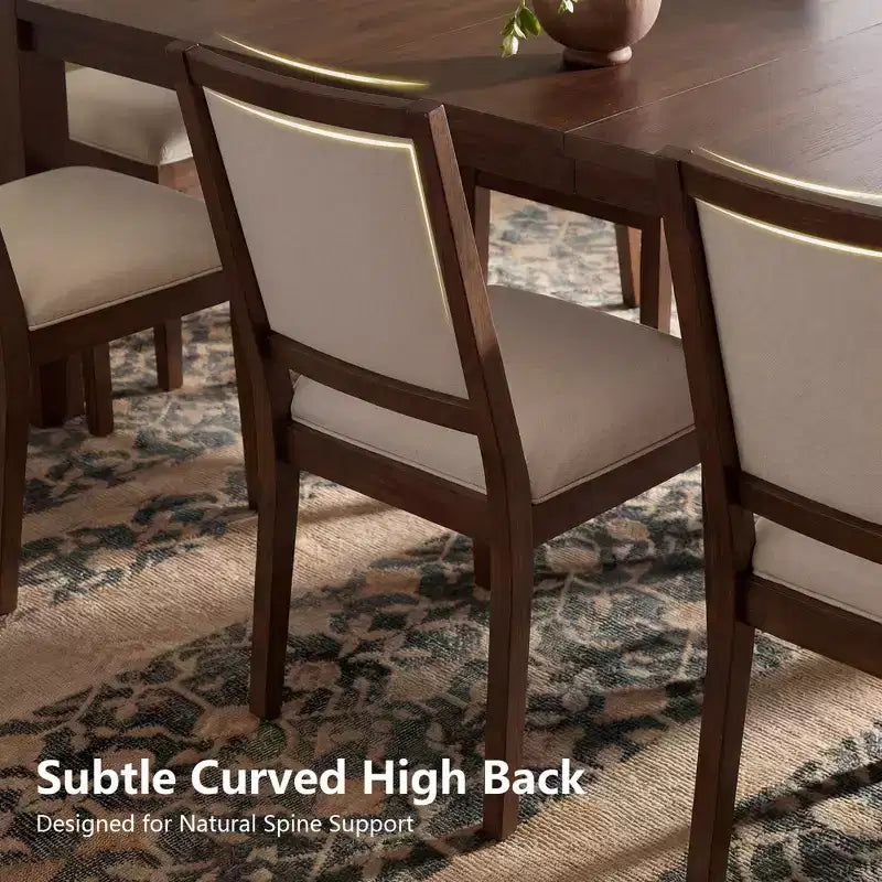 Modern Dining Set - 80 Table + 6 Cushioned Chairs, Solid Wood Frame, 400lbs Table Capacity, Easy Assembly