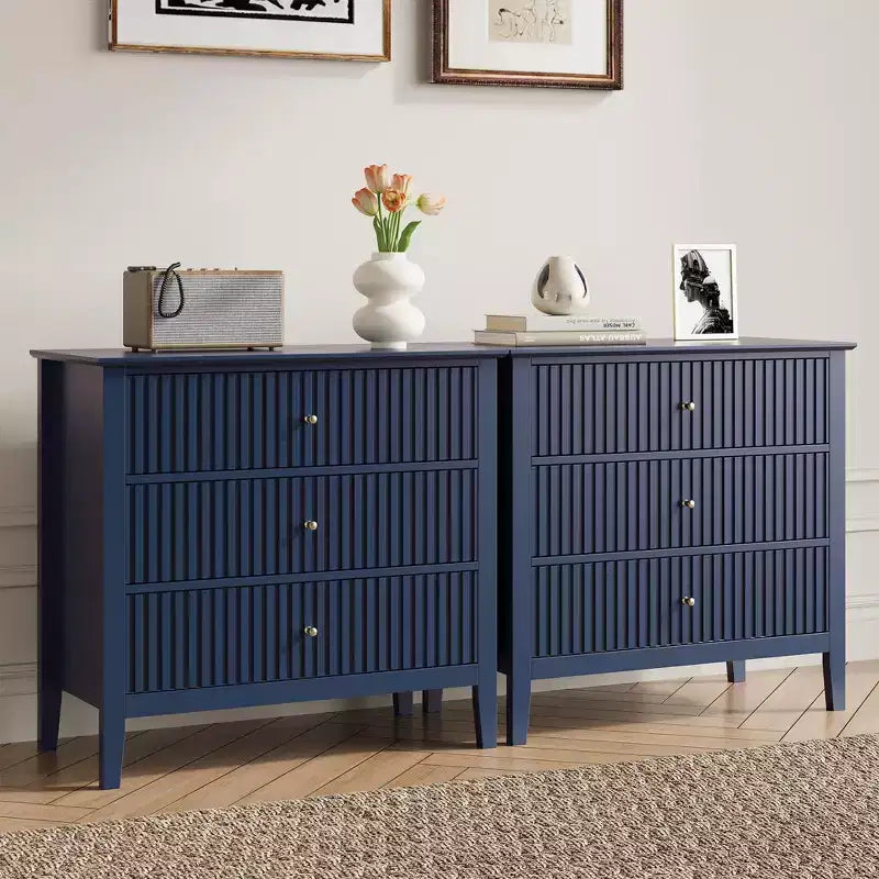 Heynemo 3 Drawer Dresser, Painted 30 Inch Tall Wood Nightstand with Storage, Wide Modern Chest of Drawers with Ball Bearing Slide