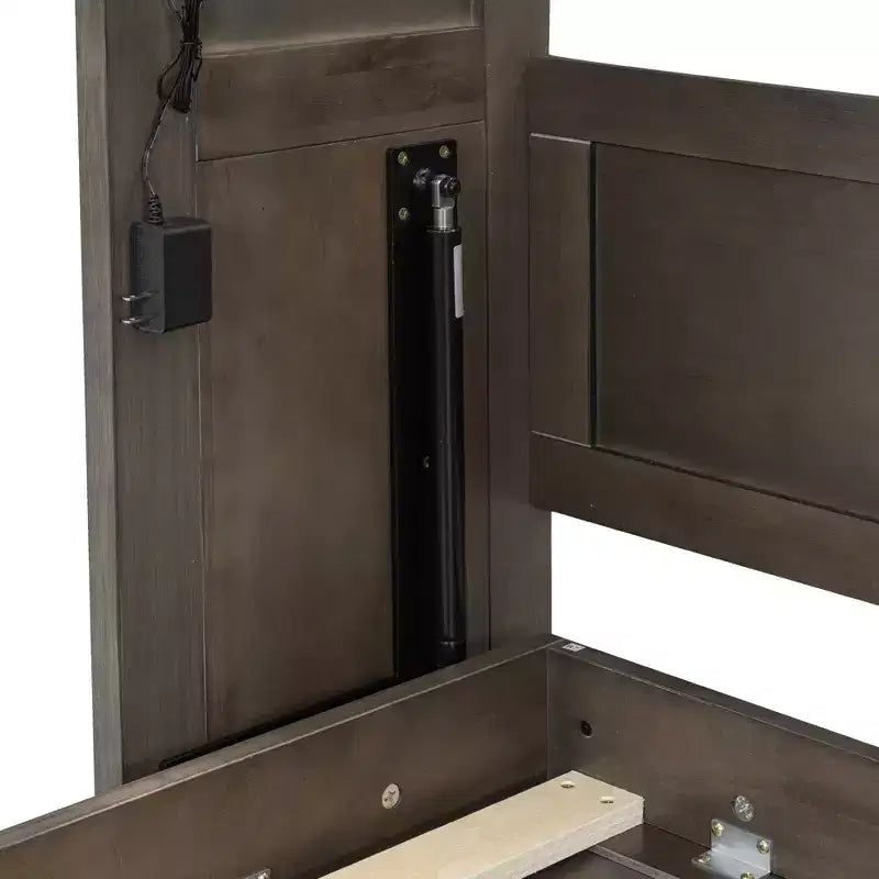 Twin Size Murphy Bed with LED Light, can be Folded into a Cabinet, Hidden Wall Bed Cabinet for Guest Room