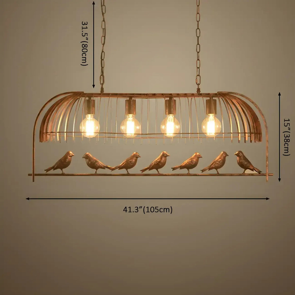 Suspension industrielle en métal en forme de cage à oiseaux pour îlot de cuisine