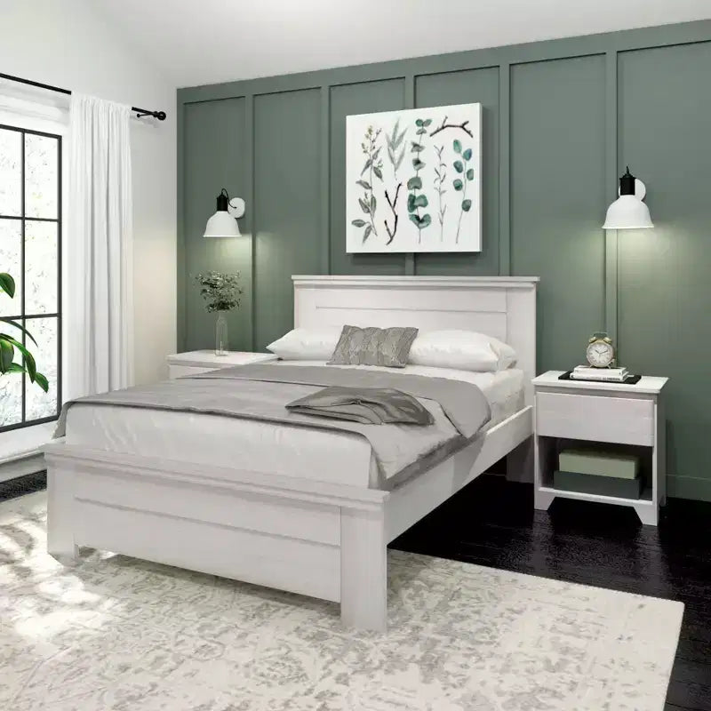 Plank+Beam Farmhouse Full Size Bed Frame with Headboard, Solid Wood Platform Bed