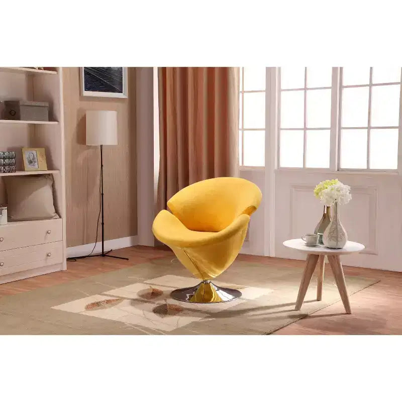 Manhattan Comfort 4 darabos Tulip forgatható hangsúlyszék-garnitúra, narancssárga/sárga: bársony kárpitozás, összeszerelést nem igényel