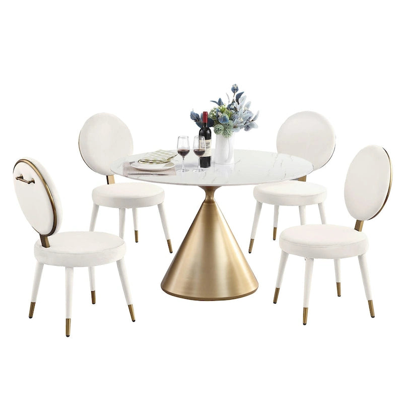 Set Morden Fort moderno e lussuoso composto da tavolo da pranzo rotondo e 4 sedie