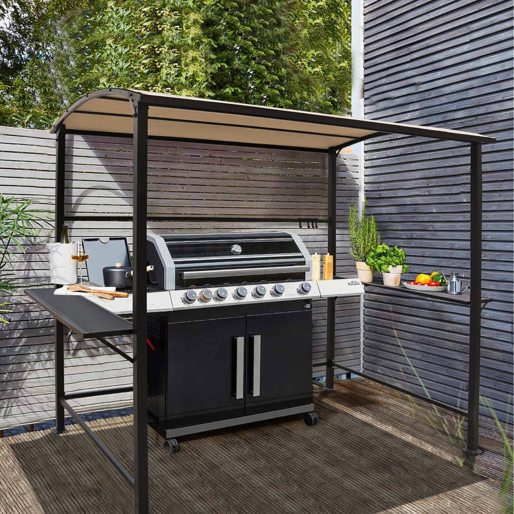 Buitenpaviljoen met grilloverkapping van 5 ft x 8 ft, stalen frame, barbecuebeschutting