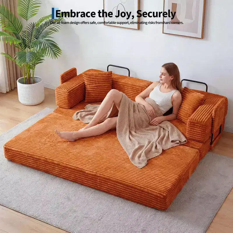 Sofá cama convertible 5 en 1 de 80,7, de pana, soporta 1200 lb, sin ensamblaje
