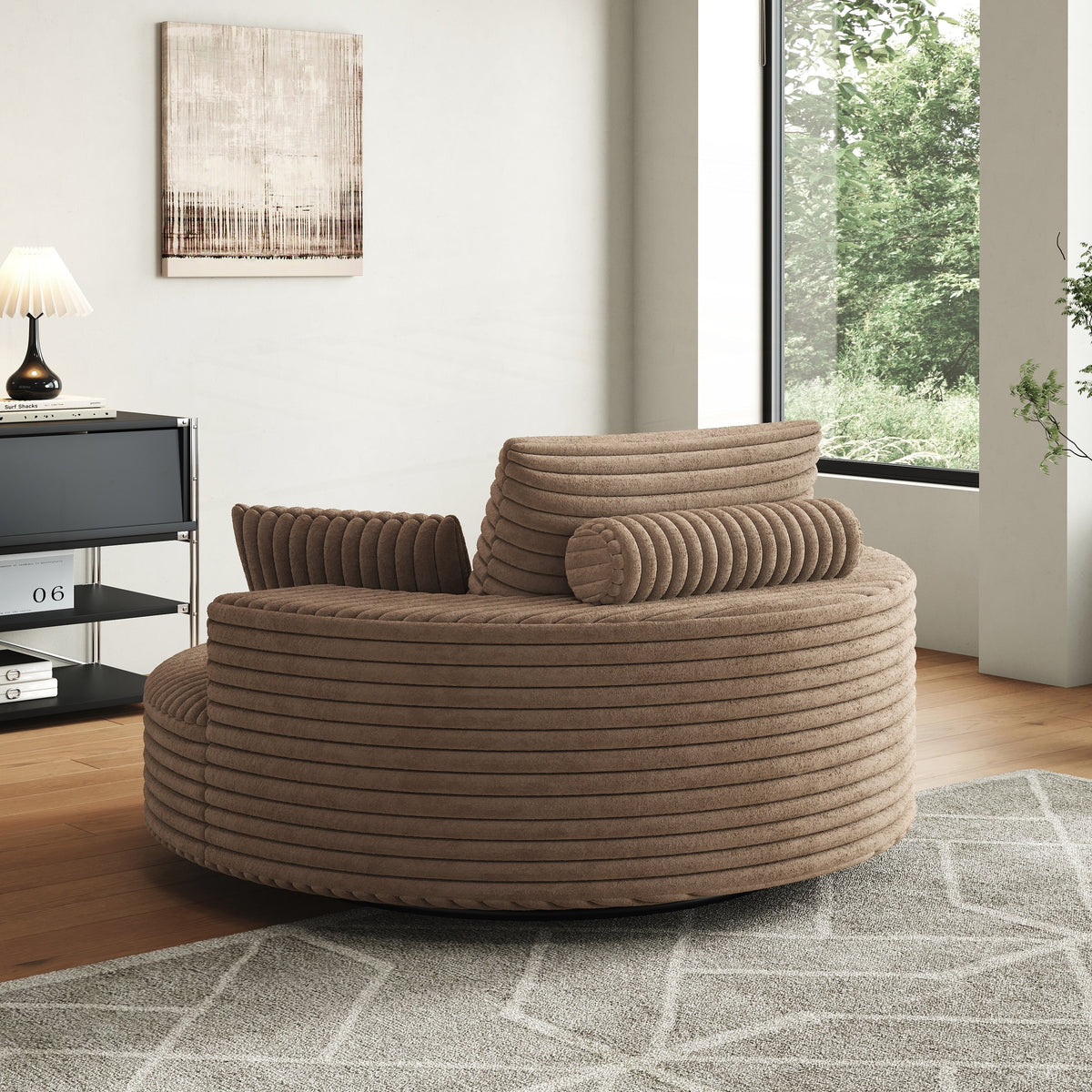 Einzelner Drehstuhl aus Cord-Chenille-Schaumstoff