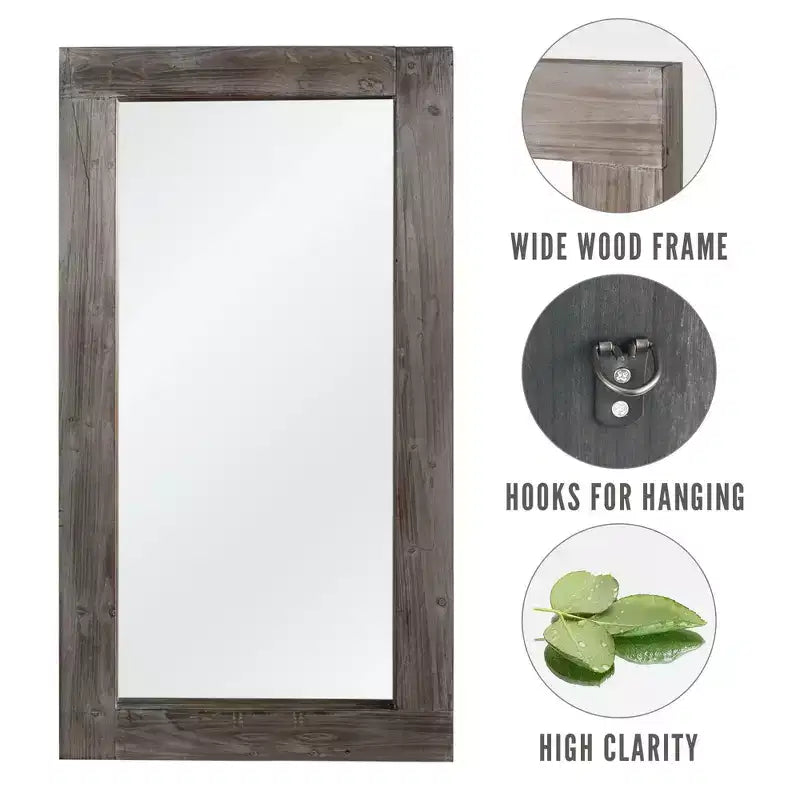 71x31 inch Solid Wood Right Angled Rectangular Used Brown Full-length Mirror (without Bracket)