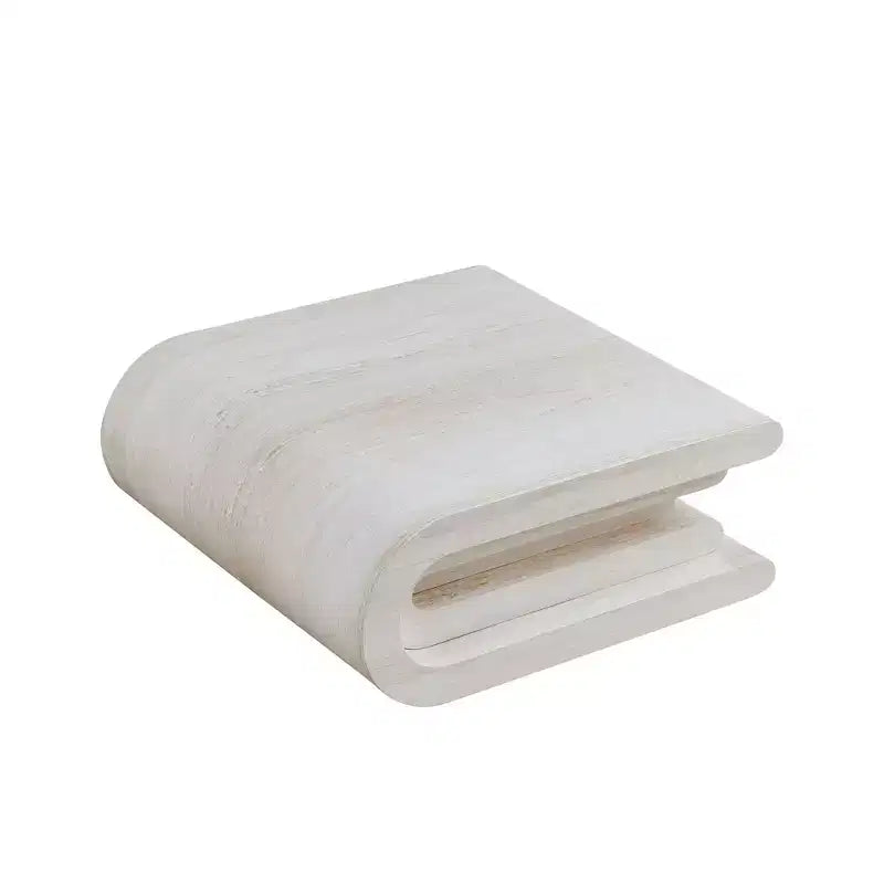GDFStudio Laurine Modern Travertine Pattern Layered Coffee Table