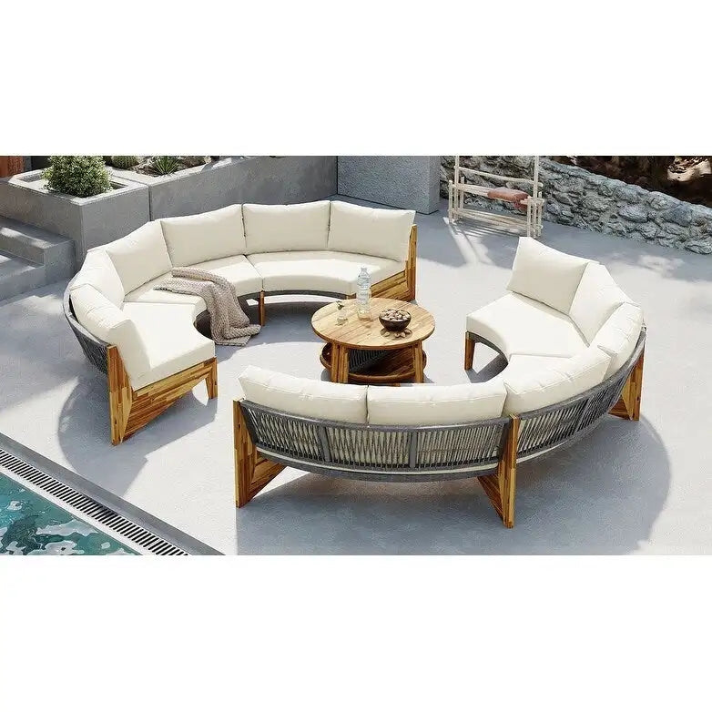 Ensemble de salon extérieur pour 6 personnes avec coussins et 1 table basse