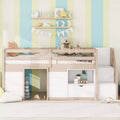 Okak Solid Wood Twin Loft Bed with Stairs & Storage,Low Profile Bunk Beds Twin with Drawers & Shelves,Multi-Functional Loft Beds for Kids,Teens