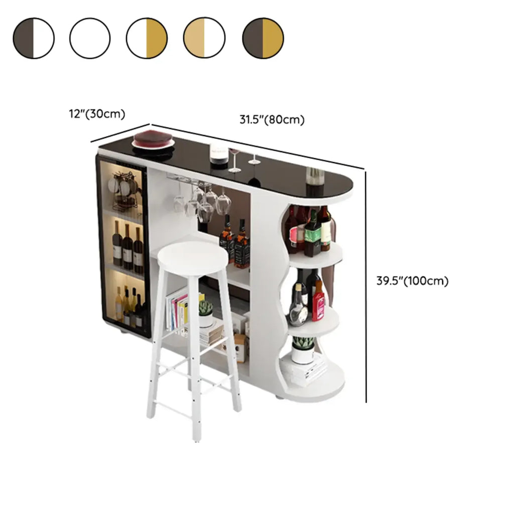 Modern Stone Top Freeform Bar Table with Storage for Home Bars