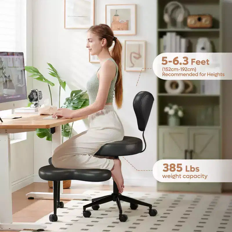 Sedia da ufficio ergonomica Pinmoco Criss Cross, sedia da meditazione regolabile in altezza, girevole a 360°, supporto lombare, sedia da lavoro e da ufficio, sedia per ADHD