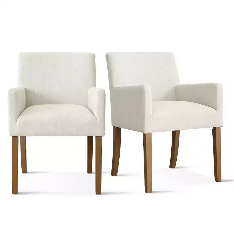 Set of 6 Upholstered Dining Chairs with Arms, Modern Linen Armchairs with Wooden Legs, Accent Chairs for Dining Room, Living Room - Panipeachy