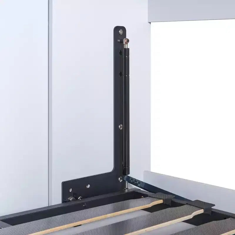 Lit escamotable mural une place, cadre en bois avec armoire intégrée, tiroirs de rangement et étagères ouvertes, blanc -ModernLuxe
