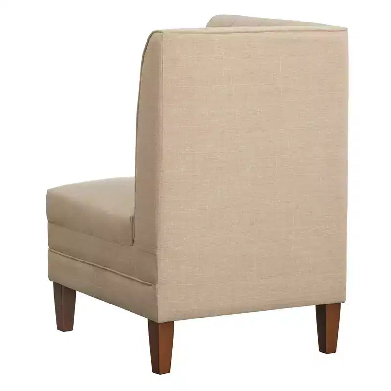 Lifestorey 4-teiliges Kerrington-Bankett-Esszimmer-Set mit Kanalsteppung, Walnuss/Creme: leinenähnlicher Stoff, Säulentisch
