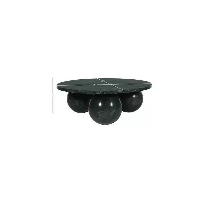 Mesa de centro redonda de mármol con patas esféricas, multicolor, para 4 personas