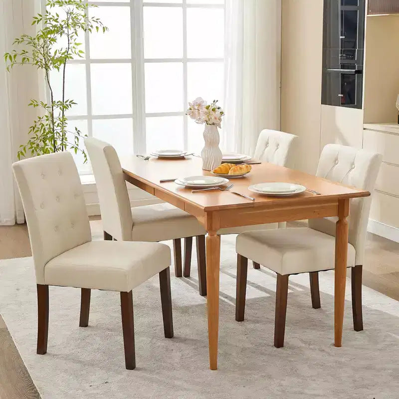 Juego de 6/4 sillas de comedor Parsons con capitonado de botones, sillas de cocina de tela tapizada con patas de madera y asientos acolchados, muebles para salón y cocina