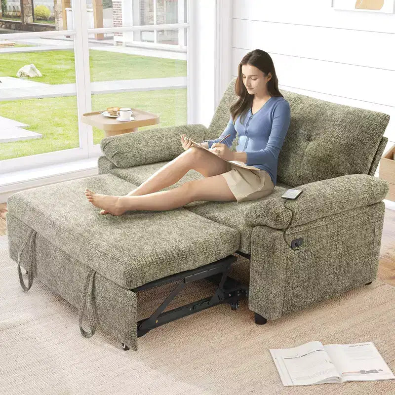 Dyonery 3-in-1-Schlafsofa, ausziehbares Schlafsofa mit verstellbarer Rückenlehne